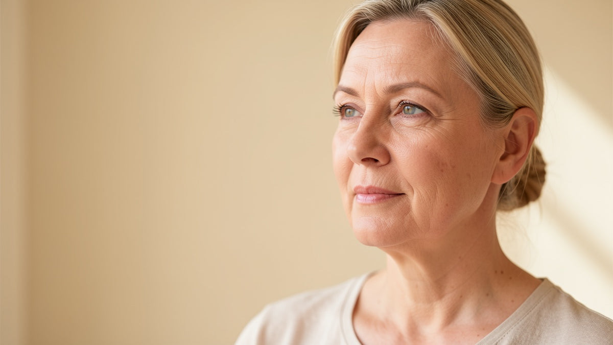 Woman in her fifties with healthy facial volume